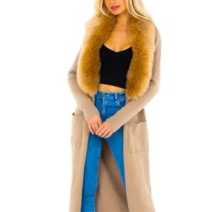 Show me your Mumu Lombardi floor length cardigan wirh fur. NWT from revolve